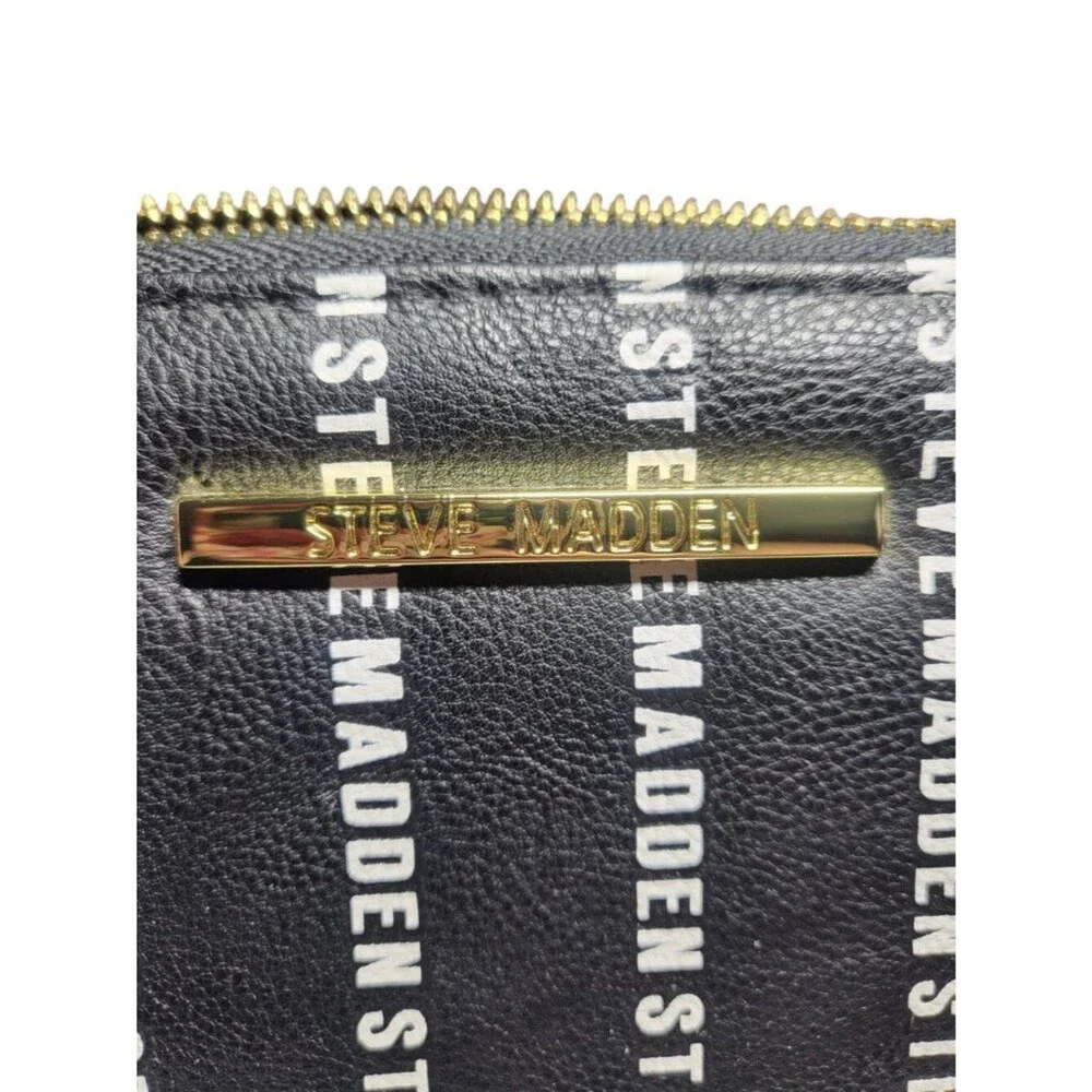 Steve Madden Black Logo Zip-Around Wristlet Wallet